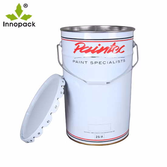 Seau/tambour en métal de 5 gallons avec couvercle Reike Seau rond en métal pour peinture de 25 L